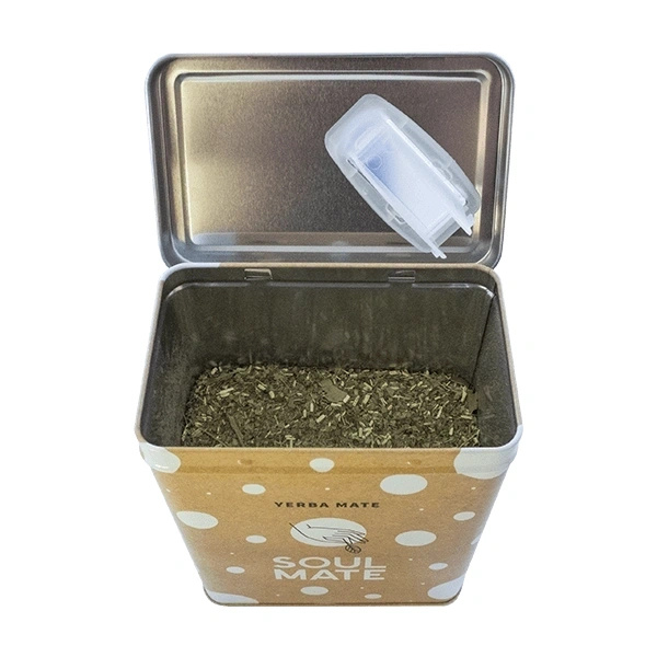 Yerbera – Fém doboz + Soul Mate Orgánica Menta Limon 0,5 kg