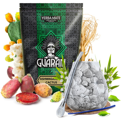 Yerba Mate készlet Guarani Ashwagandha 500g Kalácsa + Bombilla