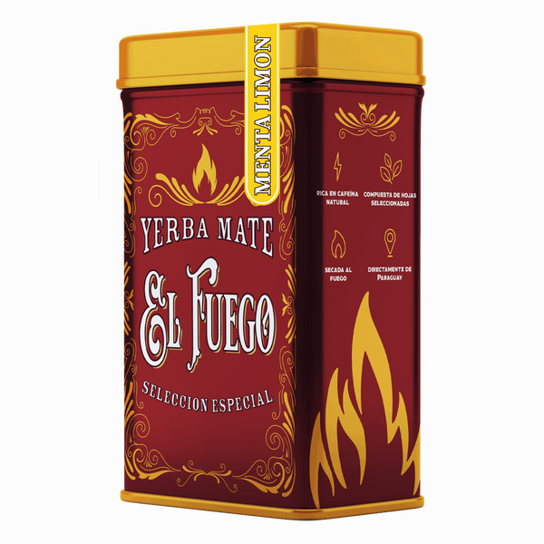 Yerbera – Fém doboz + El Fuego Menta Limon 0,5 kg