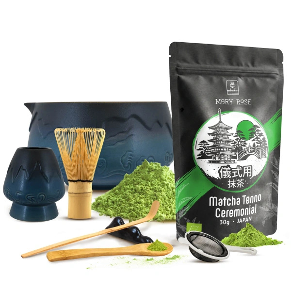 Ceremoniái matcha teafőző készlet: japán BIO matcha 30g + kiegészítők