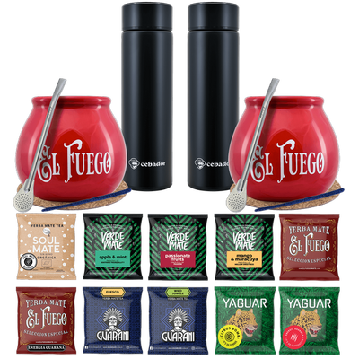 Yerba Mate Thermos Bombilla készlet két személyre 500g