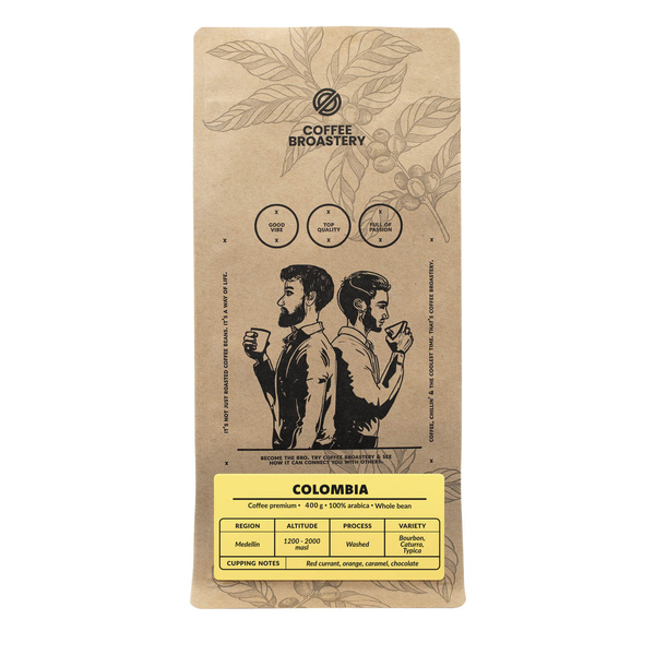 Bro Coffee Roastery - Egész kávébabos Colombia Medellin Premium 400g