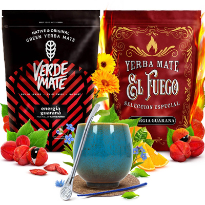 Yerba Mate készlet Verde Mate El Fuego Energia 2x500g + kiegészítők