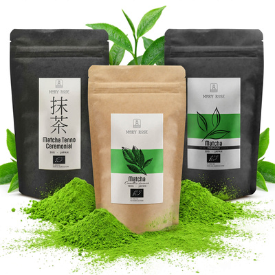 3 japán bio matcha tea szett: ceremoniális + prémium + konyhai