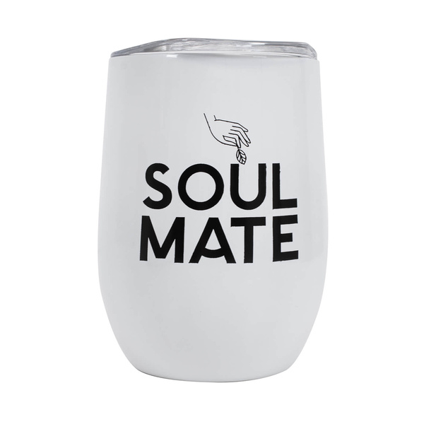 TermoLid – hőszigetelt yerba mate bögre fedéllel – Soul Mate (fehér) – 350 ml