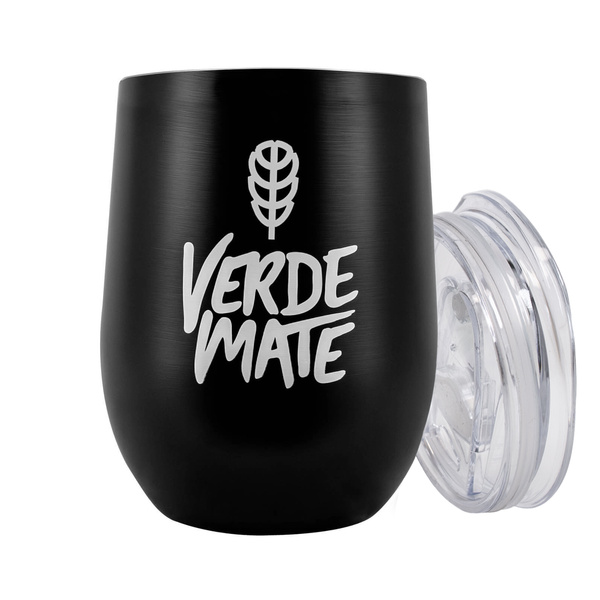 TermoLid – hőszigetelt yerba mate bögre fedéllel – Verde Mate (fekete) – 350 ml