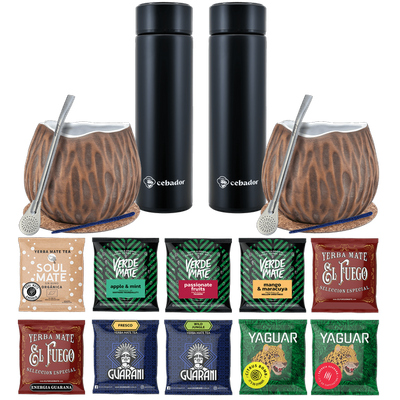 Yerba Mate Thermos Bombilla készlet két személyre 500g