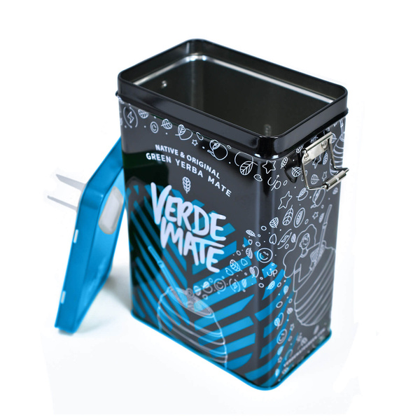 Yerbera – Fém doboz + Verde Mate Green Más IQ Tropical 0,5 kg