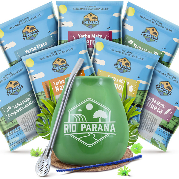 Yerba Mate Rio Parana 7x50g mintakészlet + kiegészítők