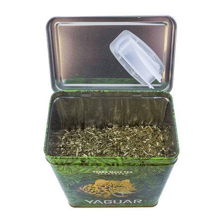 Yerbera – Fém doboz + Yaguar Mango Tango 0,5 kg