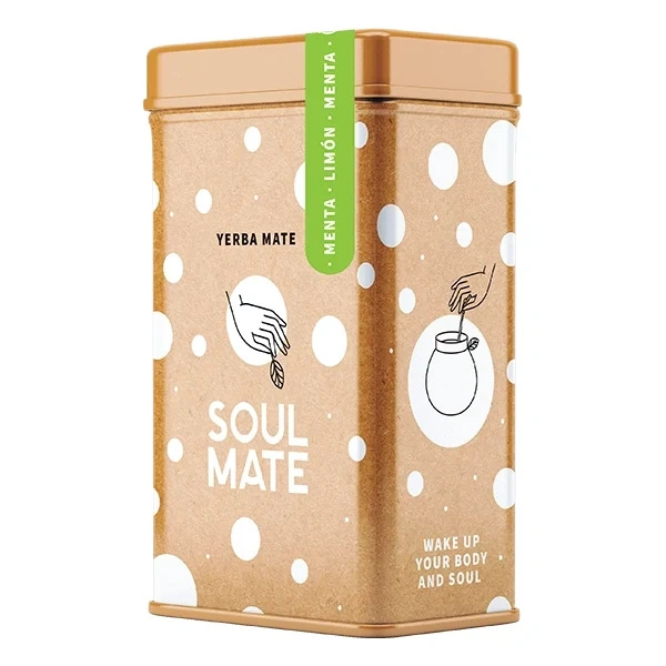 Yerbera – Fém doboz + Soul Mate Orgánica Menta Limon 0,5 kg