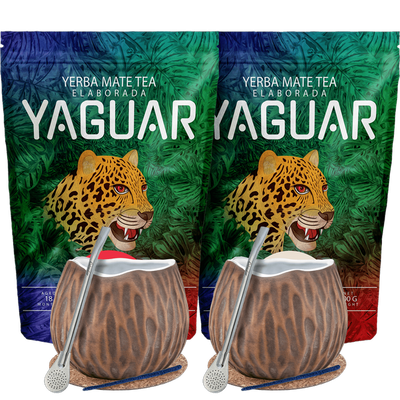 Yerba Mate készlet két Bombilla Matero kókuszdióhoz