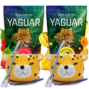 Yerba Mate készlet két személyre: Yaguar 2x500g + 2x Mate Tök + 2x Bombilla