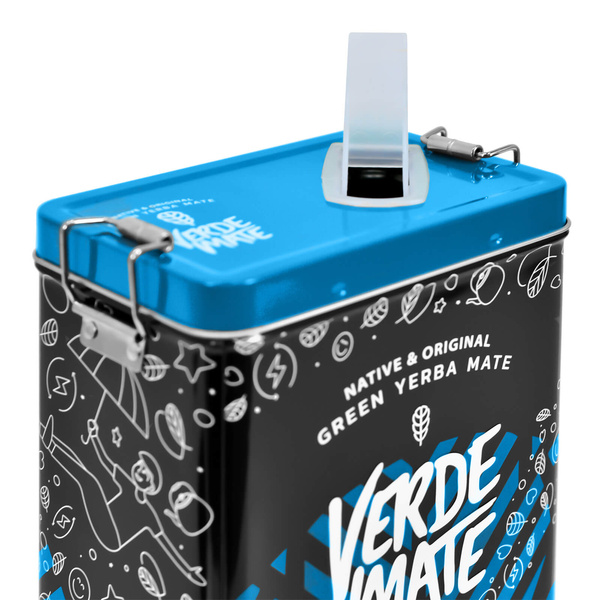 Yerbera – Fém doboz + Verde Mate Green Más IQ Tropical 0,5 kg
