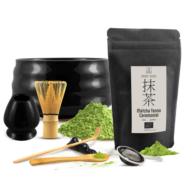Ceremoniái matcha teafőző készlet: japán BIO matcha 30g + kiegészítők