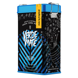 Yerbera – Fém doboz + Verde Mate Green Más IQ Tropical 0,5 kg