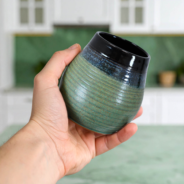 Kerámia mate csésze Niebla (fekete-zöld) 300 ml – Crater sorozat