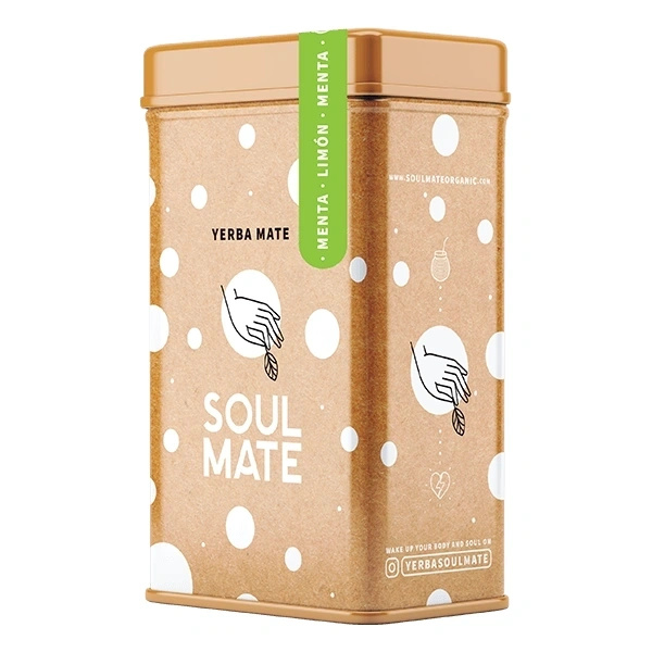 Yerbera – Fém doboz + Soul Mate Orgánica Menta Limon 0,5 kg