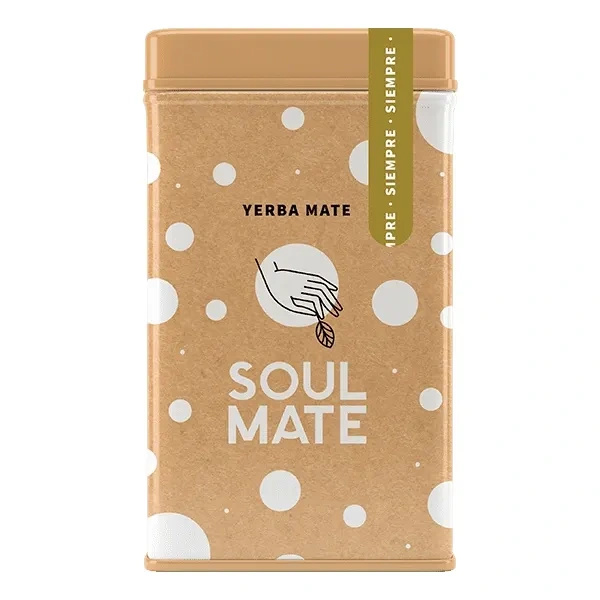 Yerbera – Fém doboz + Soul Mate Orgánica Siempre 0,5 kg