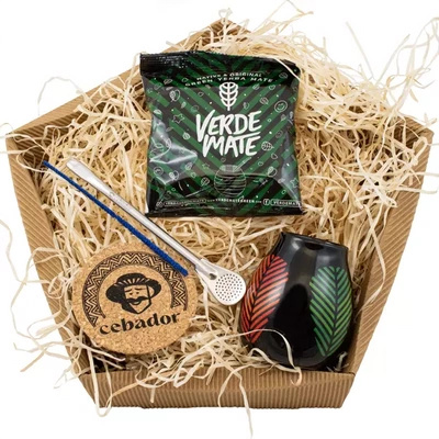 Ajándékkészlet Yerba Mate: Verde Mate Frutos Tropicales 50g + Mate Tök + Bombilla