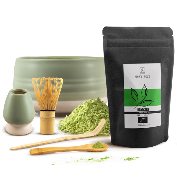 PRÉMIUM matcha teafőző készlet: japán BIO matcha 30g + kiegészítők