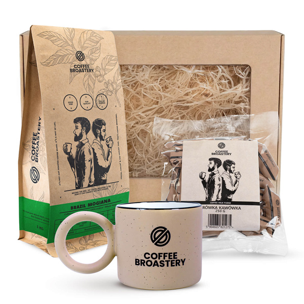 Bro Coffee Roastery ajándékszett: Brazil Mogiana kávé + kávés tejkaramellák + bögre