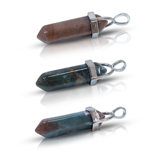 Indiai acháttal medál tasakban + lánc