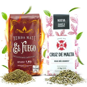 Yerba Mate Elaborada készlet: El Fuego 1kg + Cruz de Malta 1kg