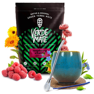 Yerba Mate készlet Verde Mate Raspberry 500g Kalácsa + Bombilla